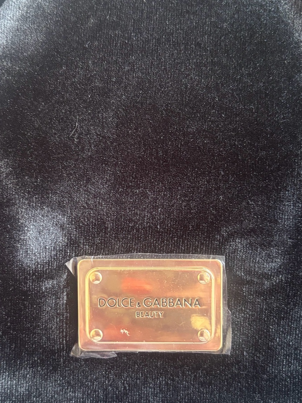 Dolce & Gabbana Beauty  Black Velvet Cosmetic Pouch with Gold Plaque - Picture 2 of 2